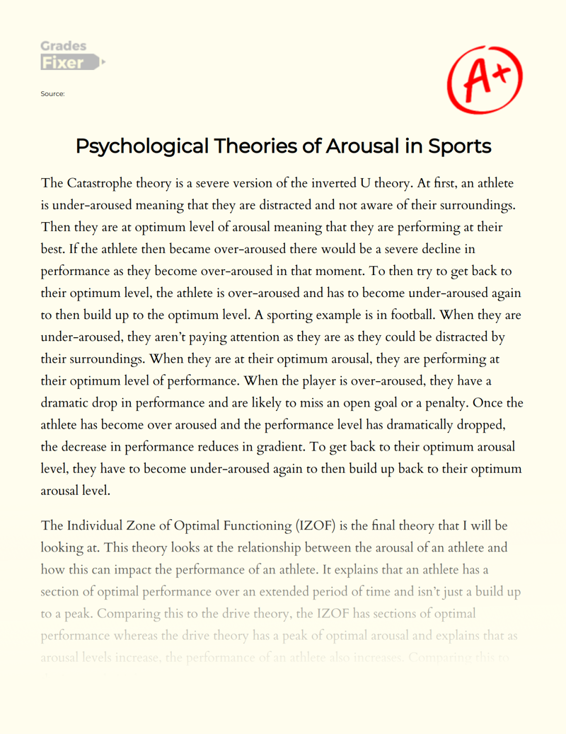 Psychological Theories of Arousal in Sports Essay
