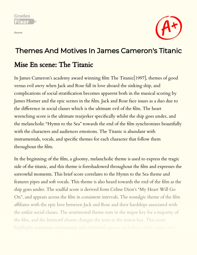 Themes and Motives in James Cameron's Titanic Essay