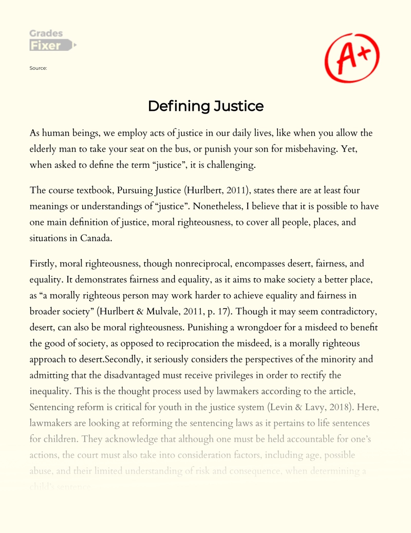 What is The True Definition of Justice? essay