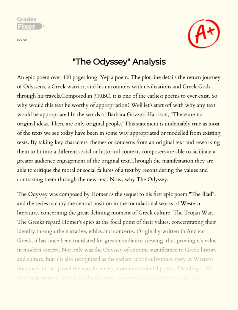 "The Odyssey" Analysis Essay