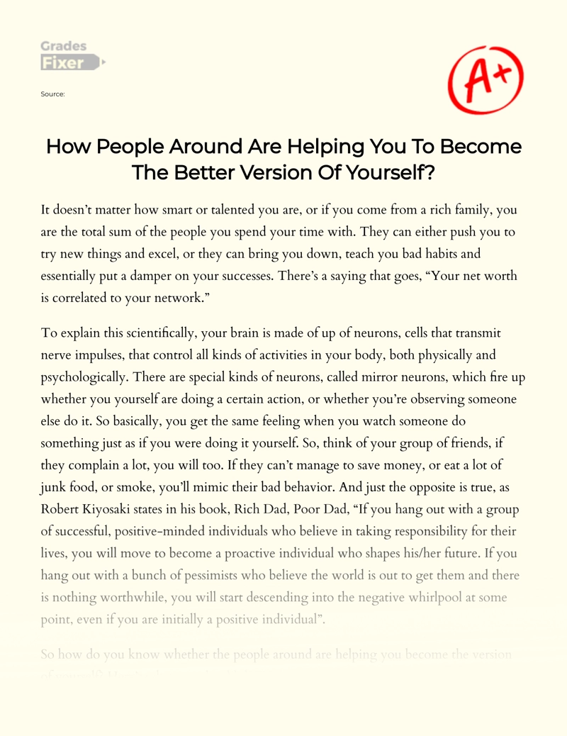 How People Around Are Helping You to Become The Better Version of Yourself essay
