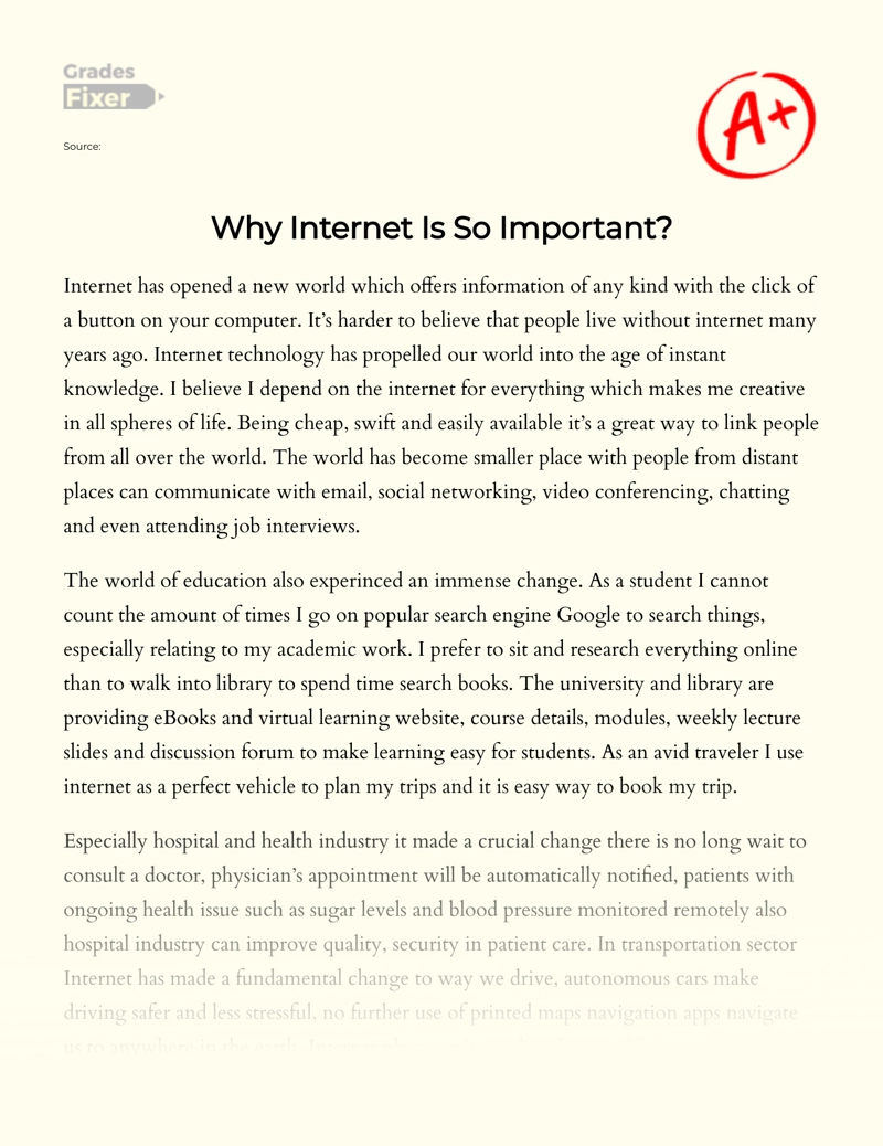 essay about the importance of internet to students