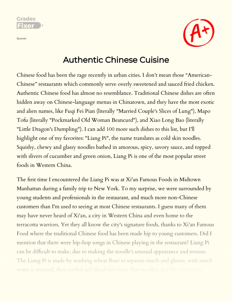 chinese food culture essay