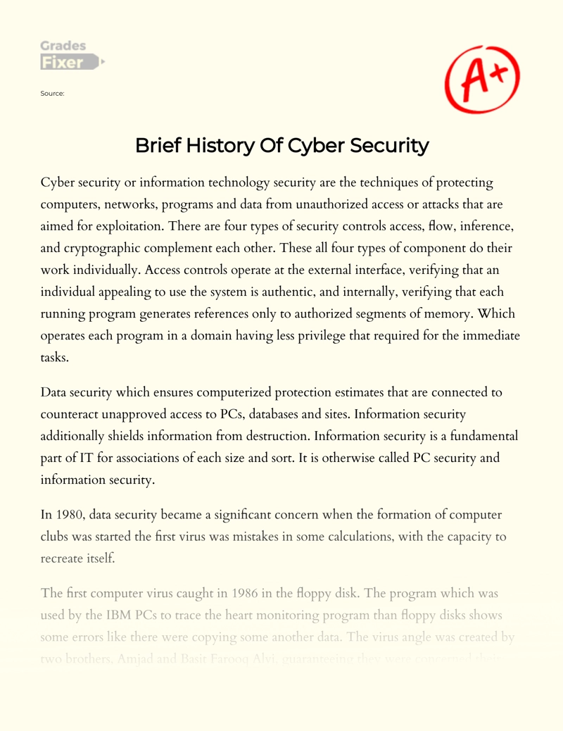Brief History of Cyber Security essay