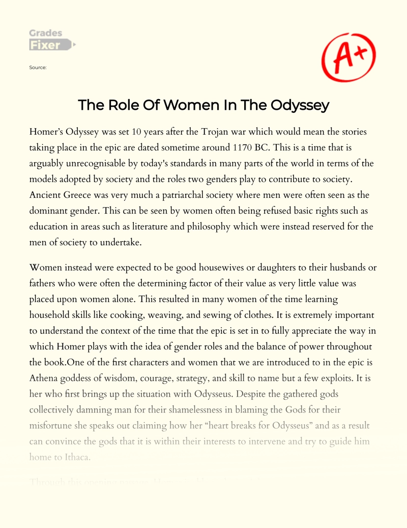 The Role of Women in The Odyssey Essay
