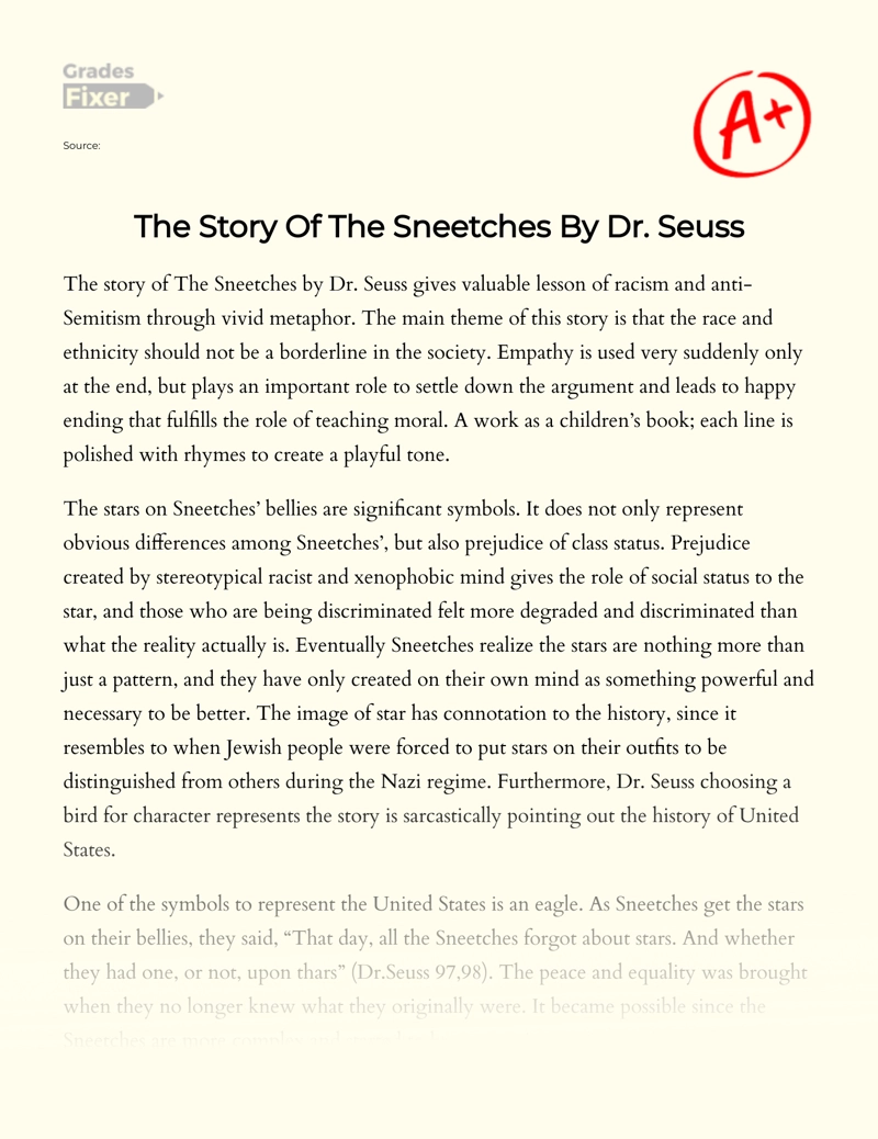 The Story of The Sneetches by Dr. Seuss Essay