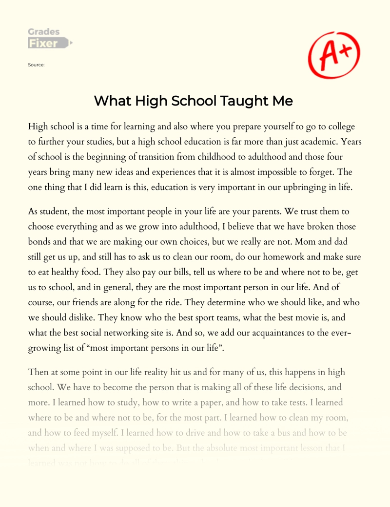What High School Taught Me  Essay