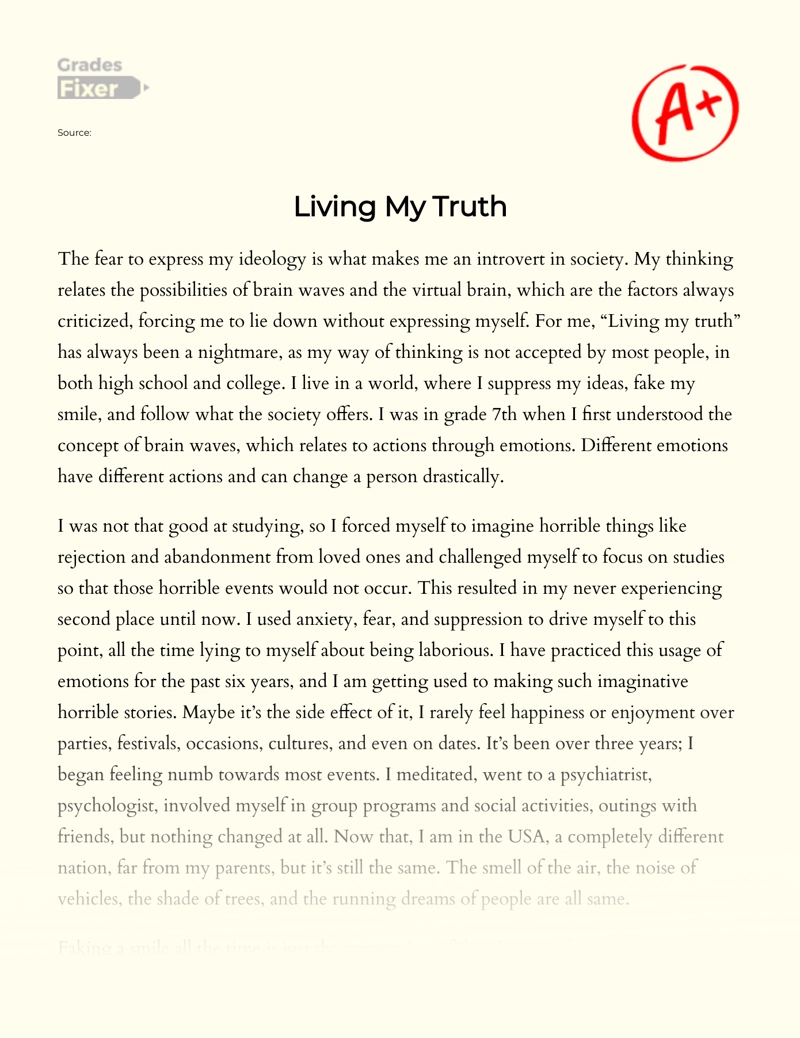 What is Living My Truth Essay