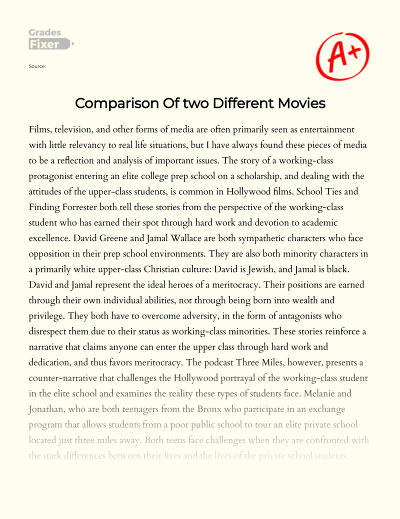Comparison of Two Different Movies Essay
