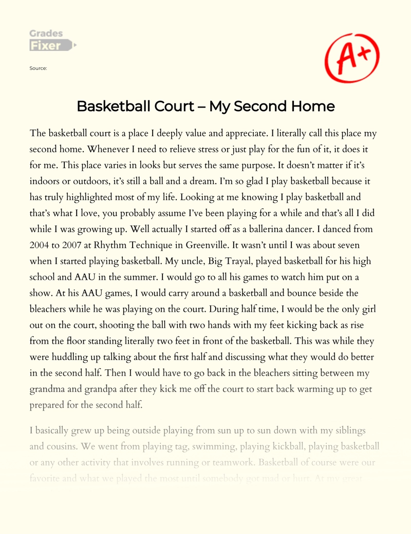 Basketball Court – My Second Home Essay