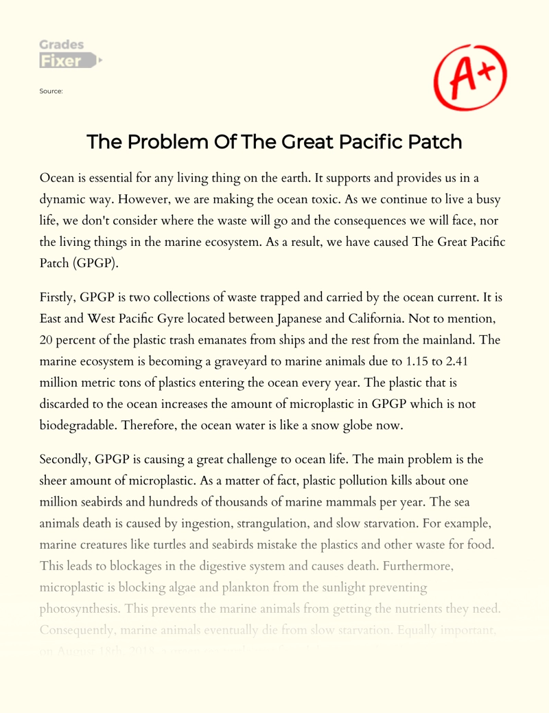 The Problem of The Great Pacific Patch essay