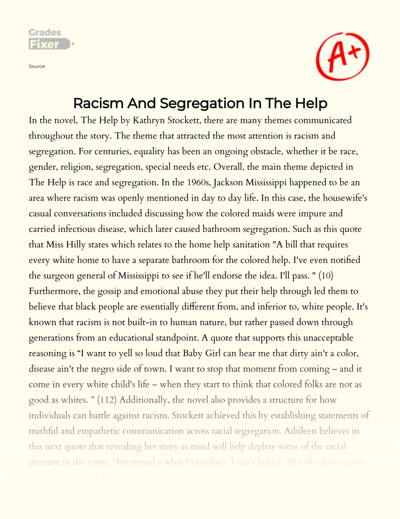 Racism and Segregation in The Help Essay