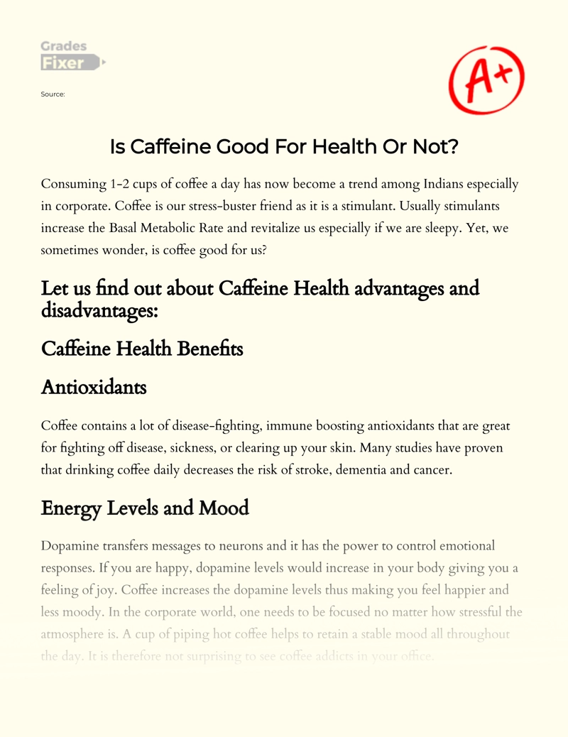 Is Caffeine Good for Health Or not essay