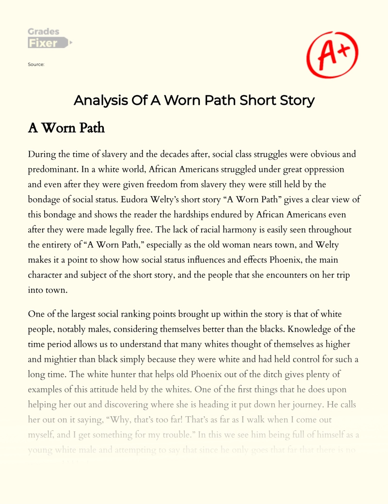 Analysis of a Worn Path Short Story essay