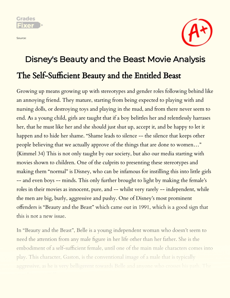 Disney's Beauty and The Beast Movie Analysis essay