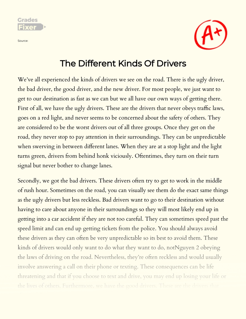 The Different Kinds of Drivers Essay