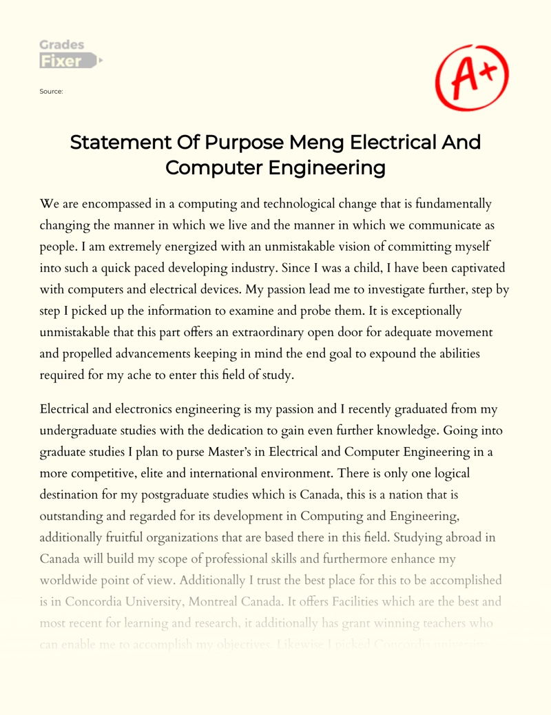 My Passion in Electrical and Computer Engineering Essay
