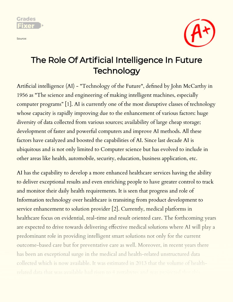 the role of artificial intelligence in future technology essay