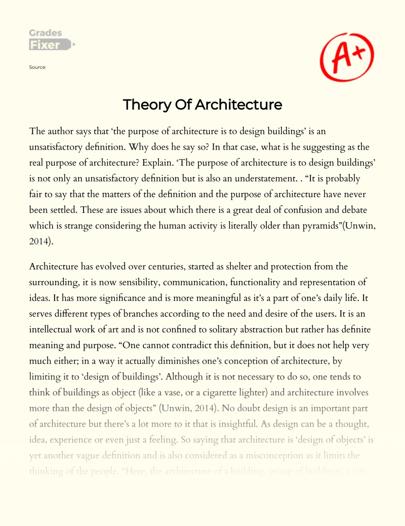 Theory of Architecture Essay