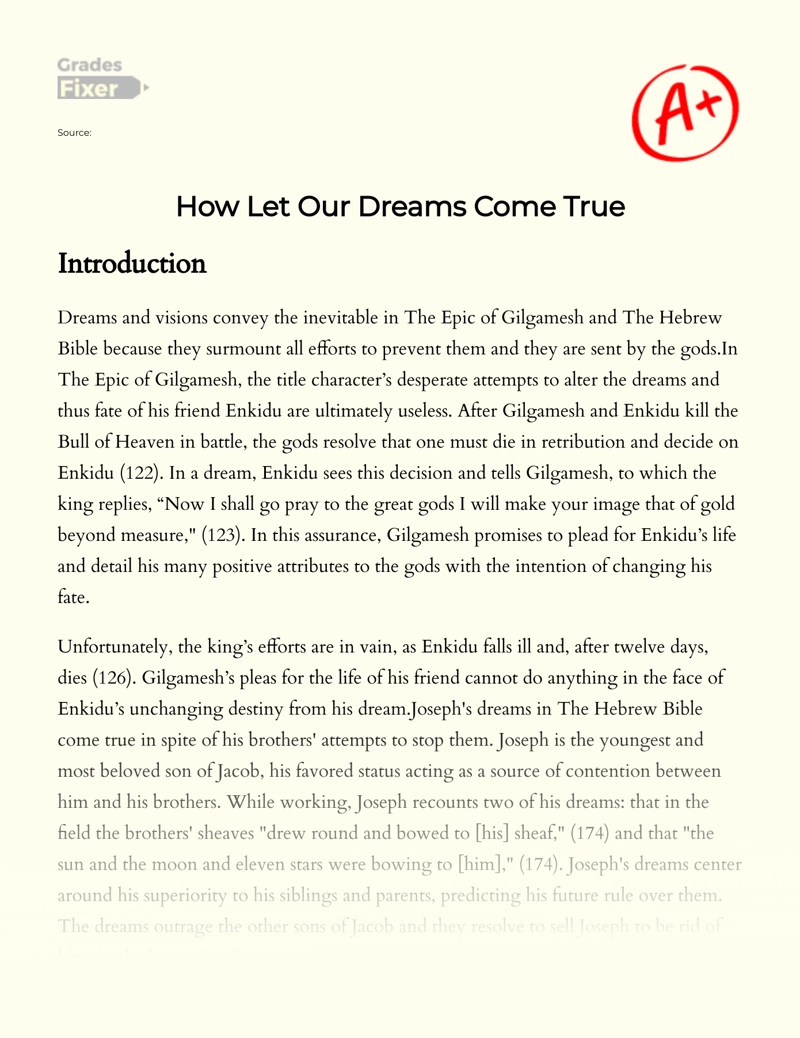 How Let Our Dreams Come True Essay