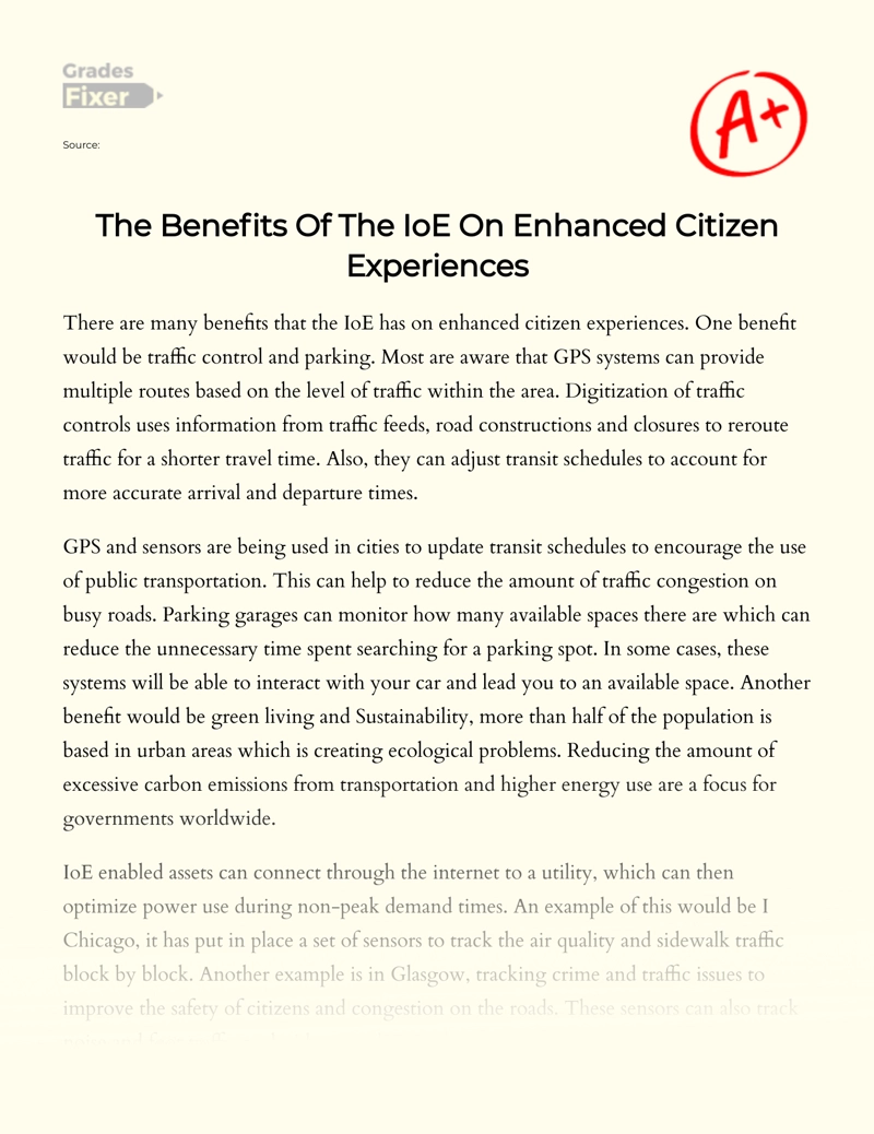 The Benefits of The Ioe on Enhanced Citizen Experiences Essay