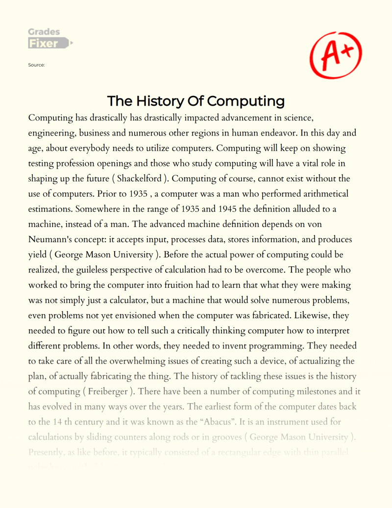 The History of Computing Essay