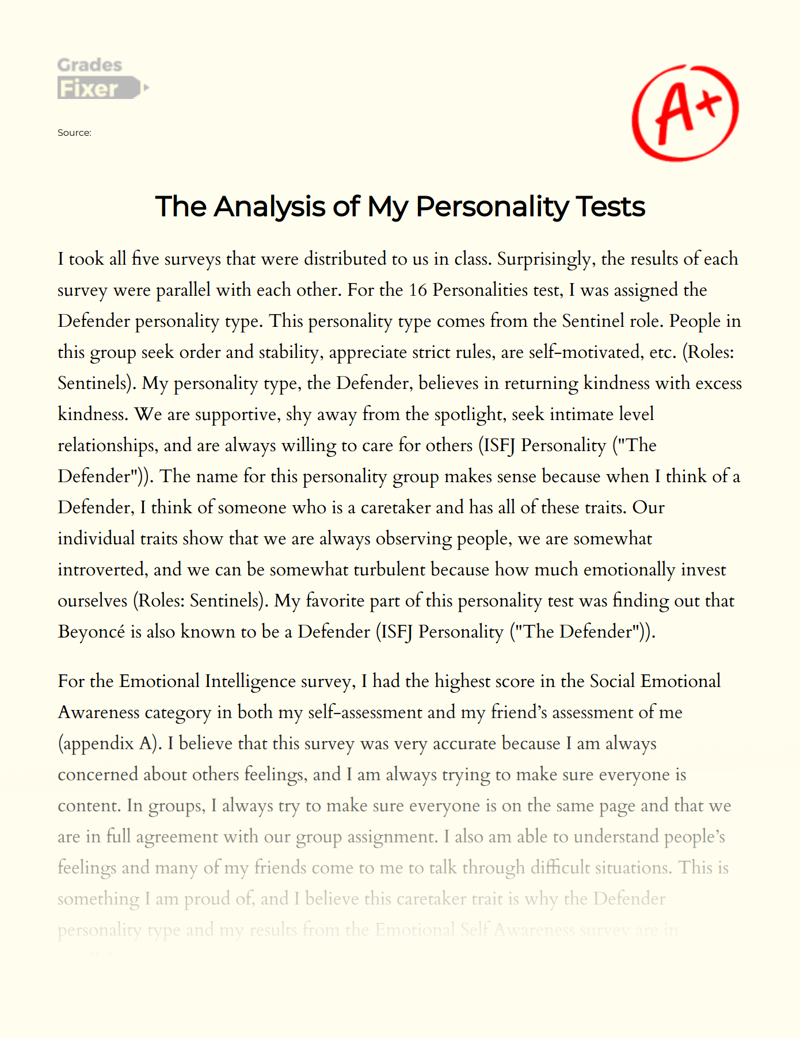 personality test essay