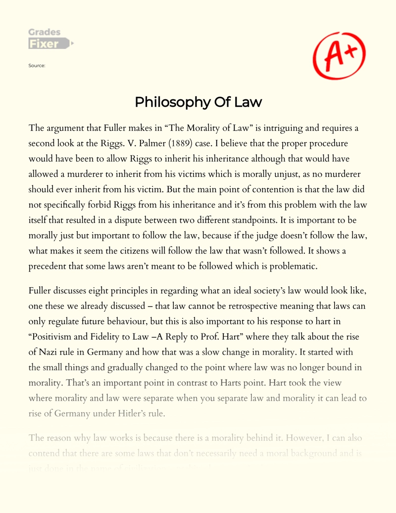 The Connection Between Law and Morality Essay
