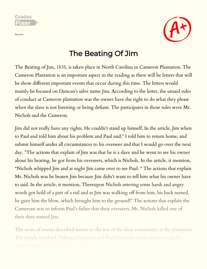 The Beating of Jim Essay