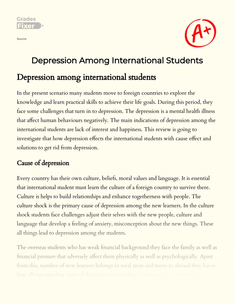 How Depression Effects The International Students essay
