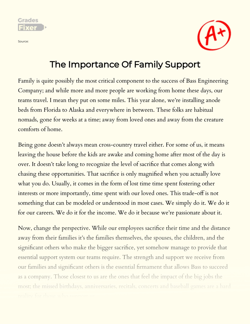 The Importance of Family Support Essay