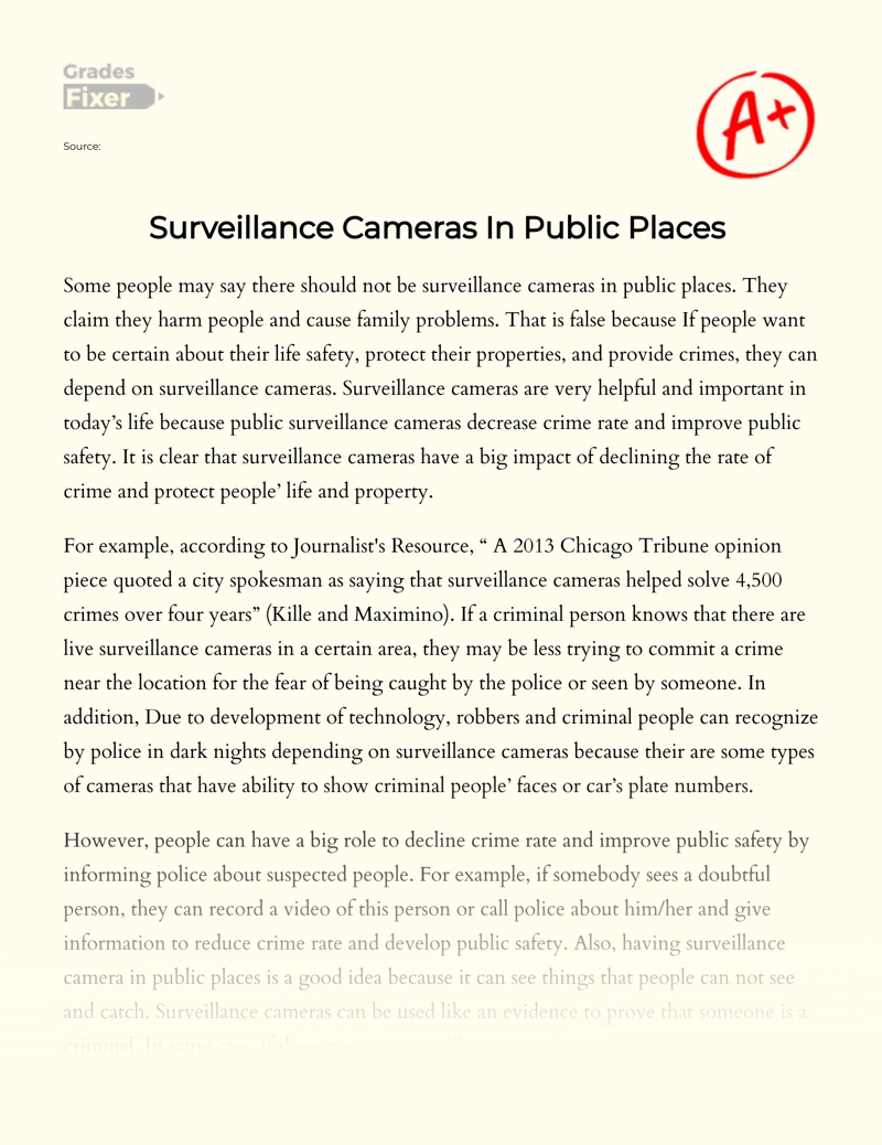 The Debate Over Surveillance Cameras in Public Places  Essay