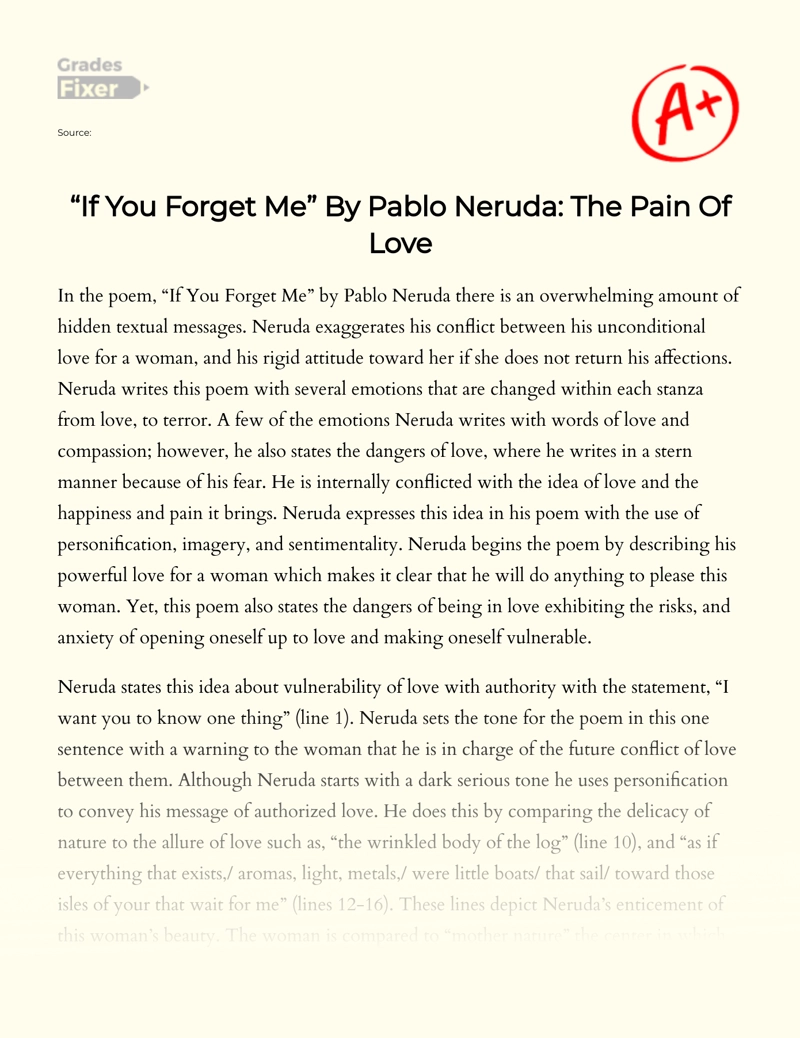 essay about pain of love