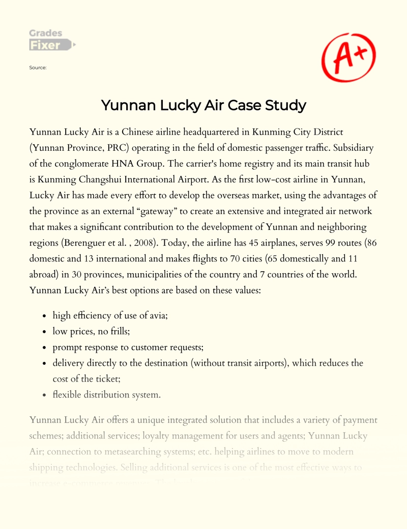 Yunnan Lucky Air Case Study essay
