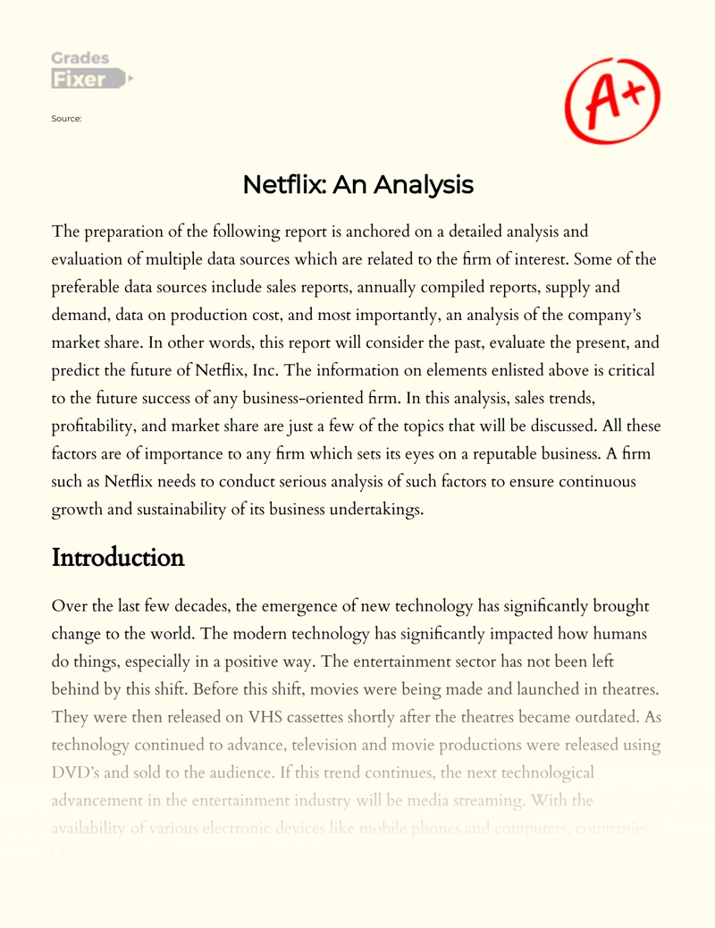 Netflix: an Analysis  essay