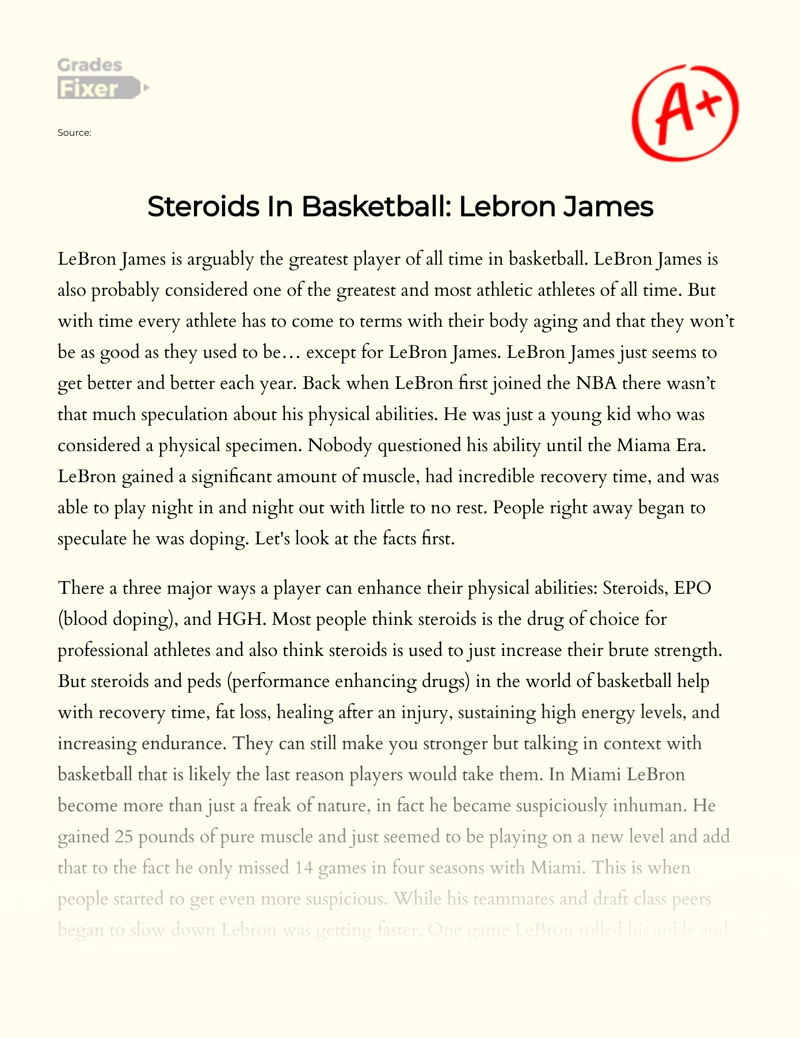 Steroids in Basketball: Lebron James  Essay