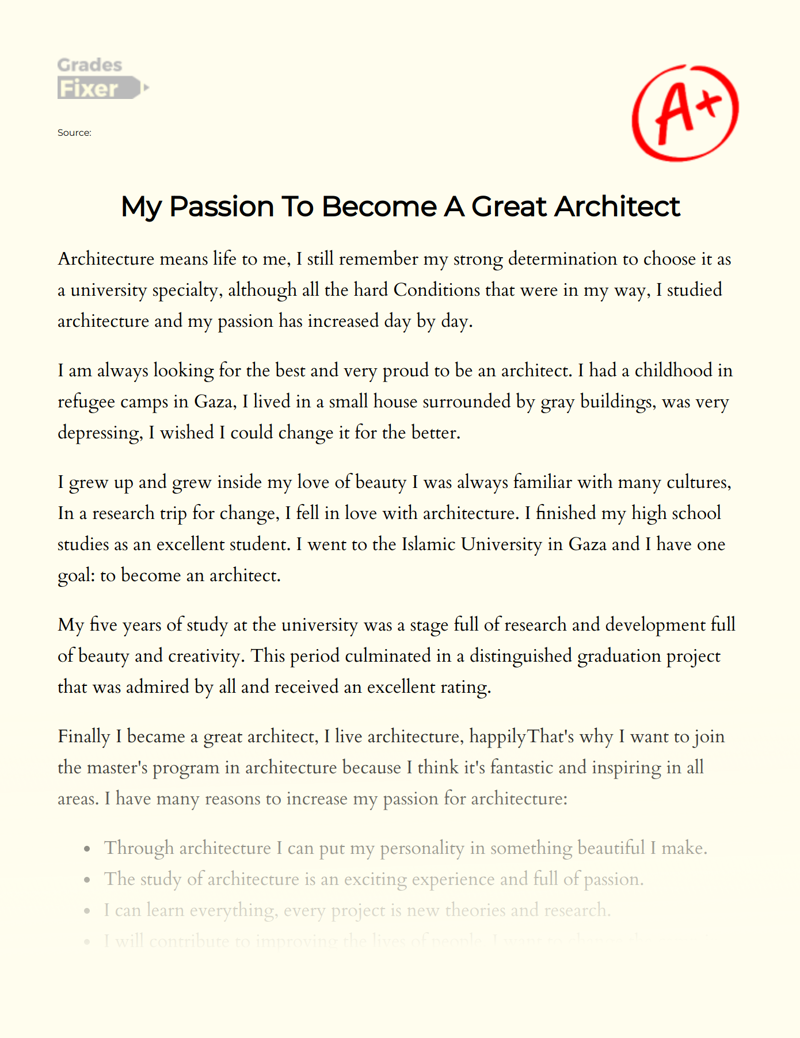 architect dream essay