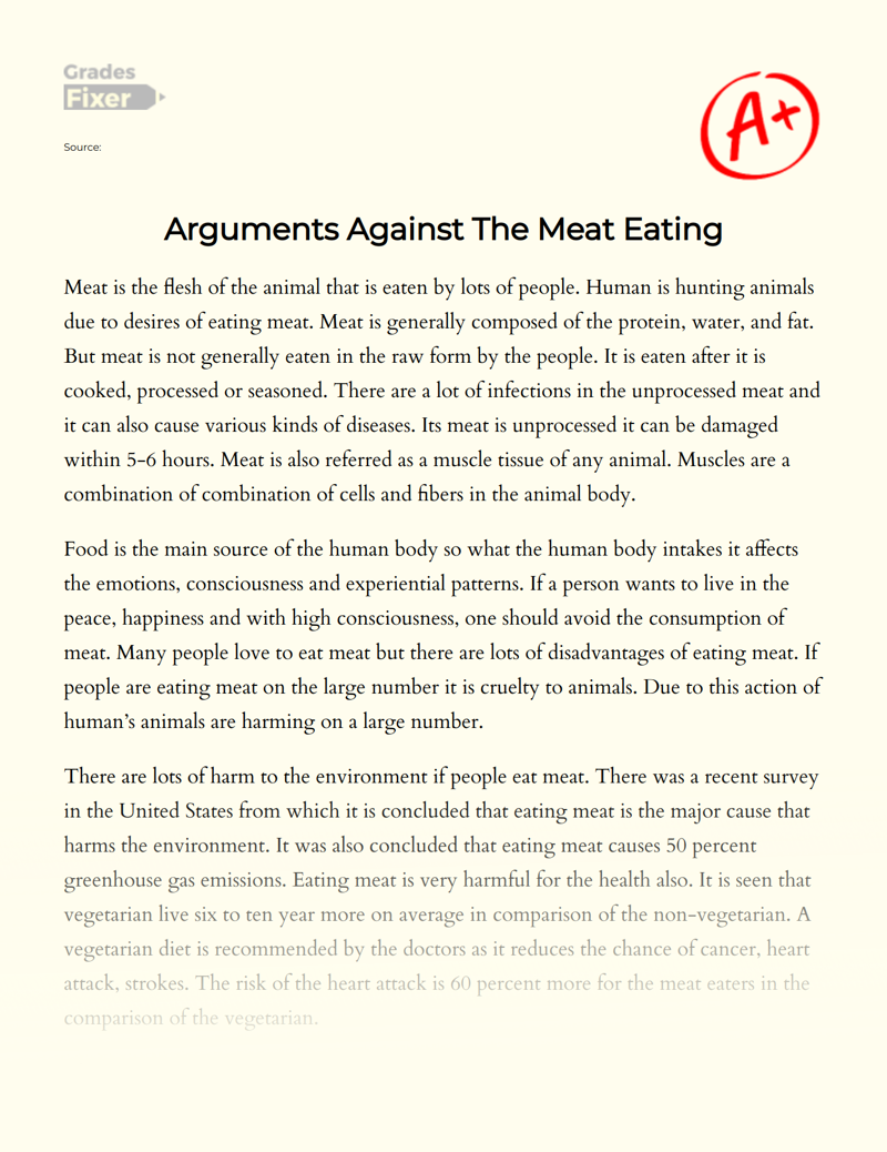 essay on killing animals for food