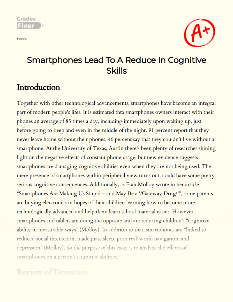 The Negative Effects of Smartphones on an Individual's Cognitive Abilities Essay