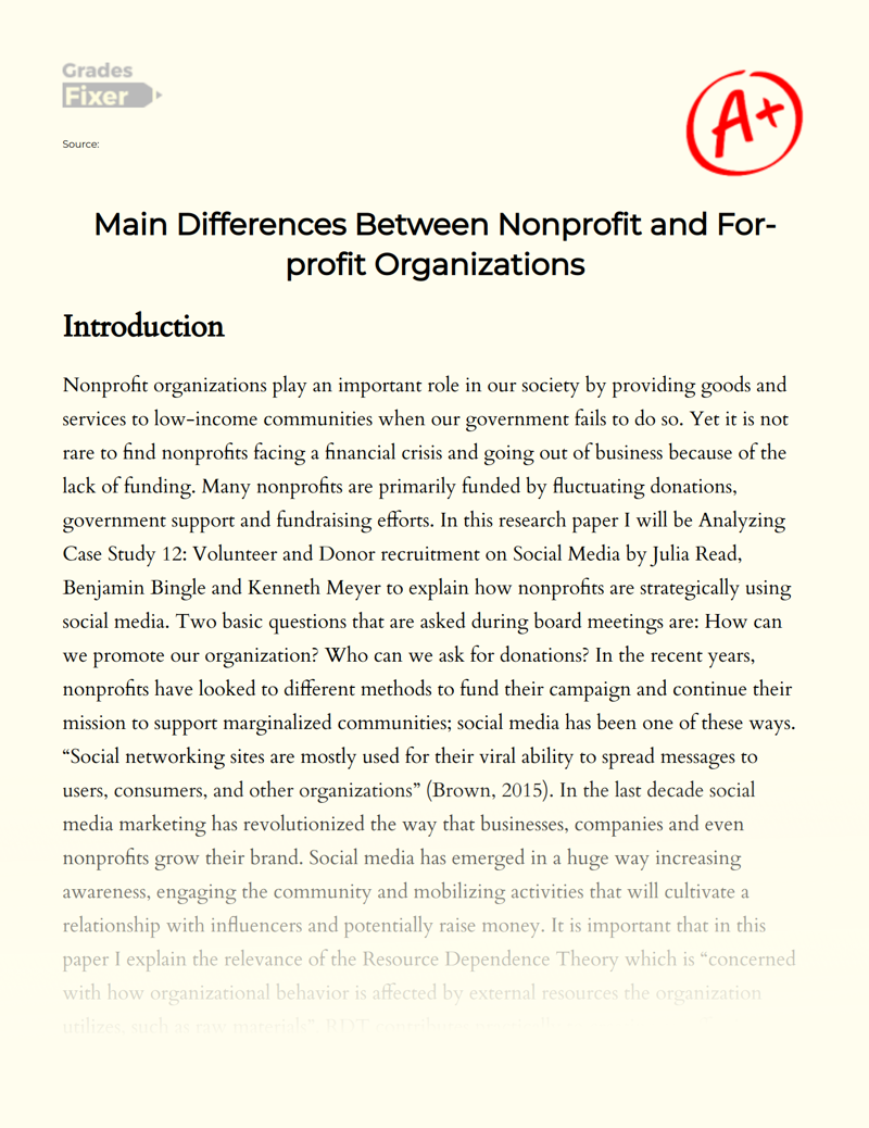 The Impact of Social Media on The Non-profit Organizations Essay