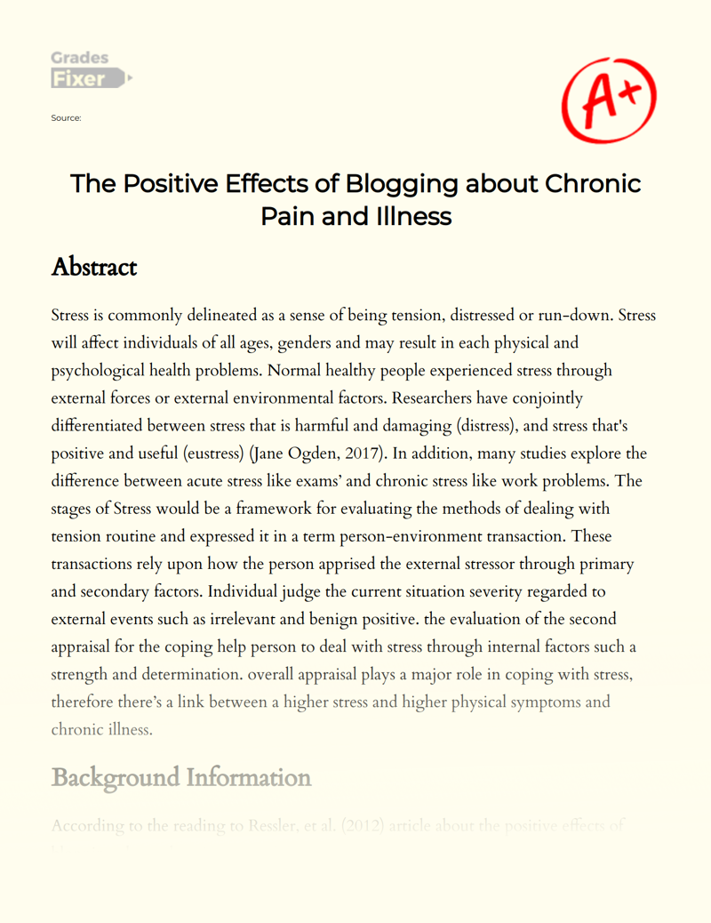 The Positive Effects of Blogging About Chronic Pain and Illness Essay