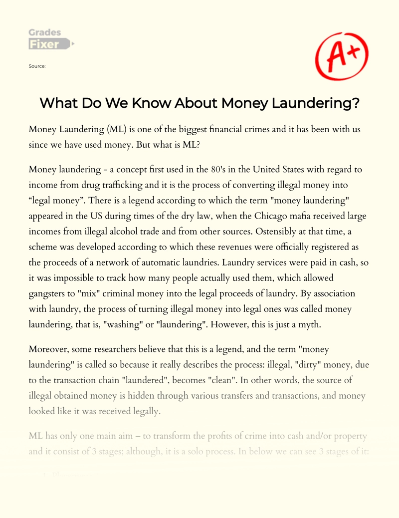 What Do We Know About Money Laundering Essay