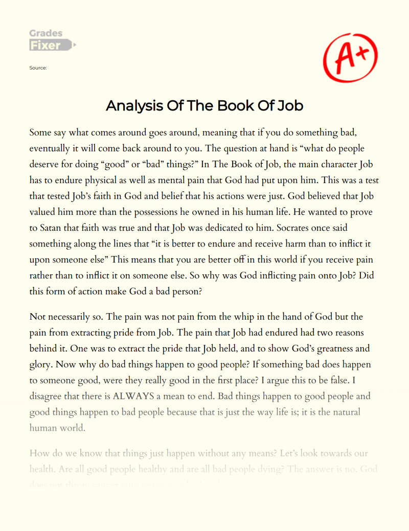 Analysis of The Book of Job Essay
