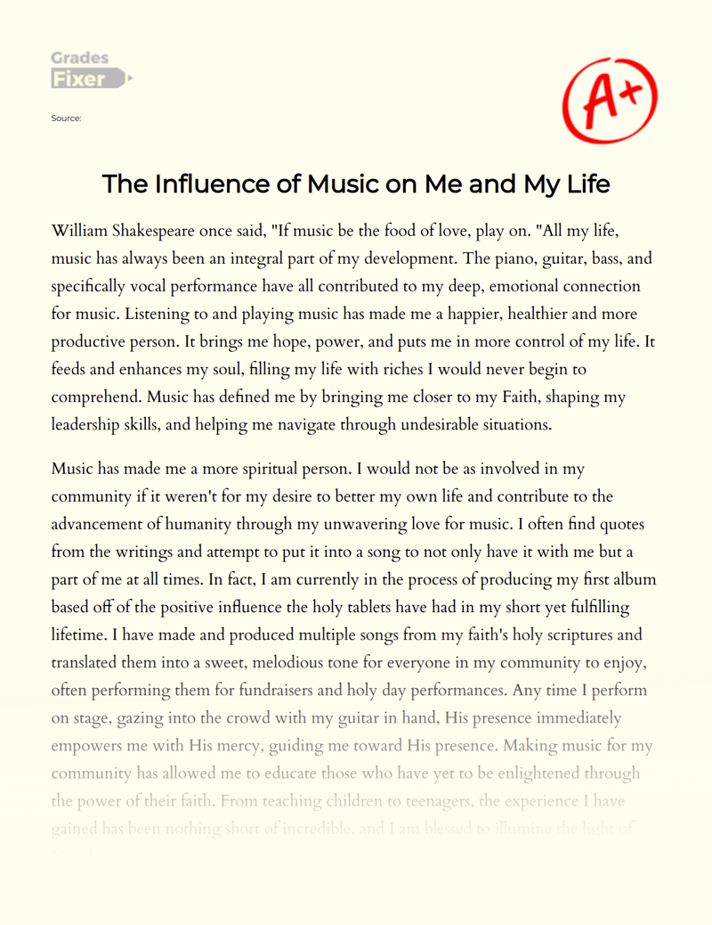 how music inspires me essay
