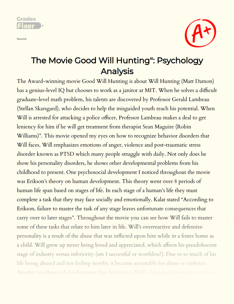 good will hunting essay psychology