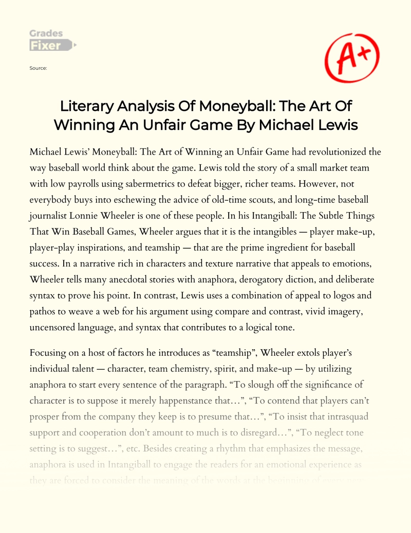 moneyball book review essay