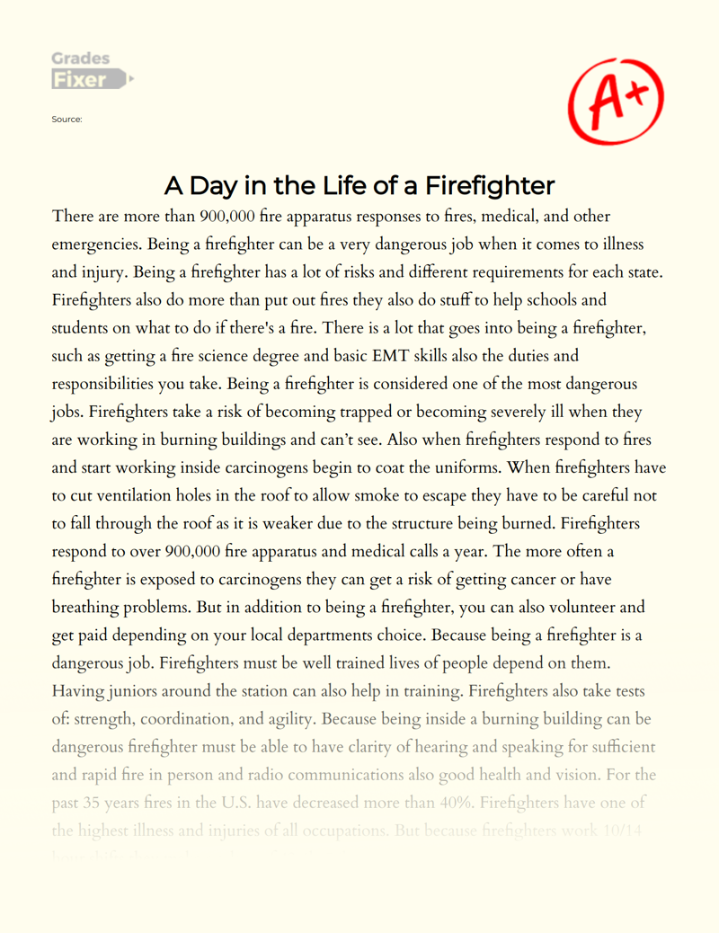 A Day in The Life of a Firefighter Essay