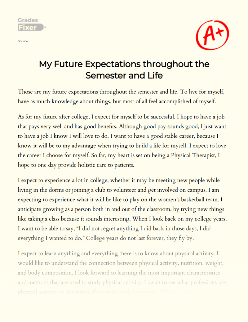 My Future: My Expectations in Life Essay
