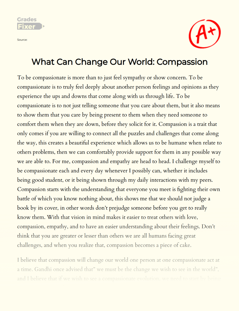 Compassion Can Change The World Essay