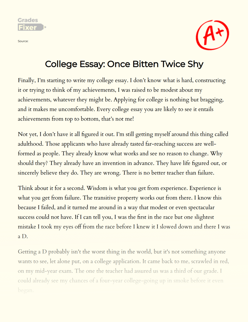 Learning from Experience: Reflections on Being once Bitten Twice Shy Essay